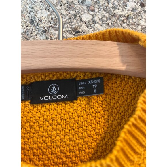Volcom Womens Mustard Yellow Cable Knit Sweater XS - Picture 6 of 8